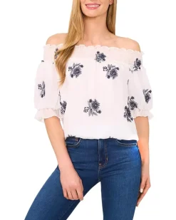Embroidery Off The Shoulder Blouse