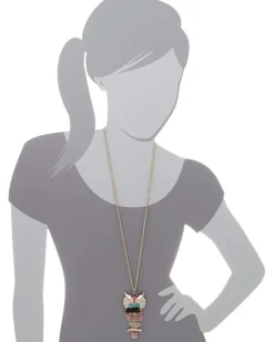 Enchanted Forest Owl Pendant Long Necklace