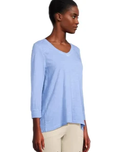 Enzyme Wash Jersey - V neck -3/4 Sleeve Tee