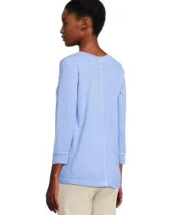 Enzyme Wash Jersey - V neck -3/4 Sleeve Tee