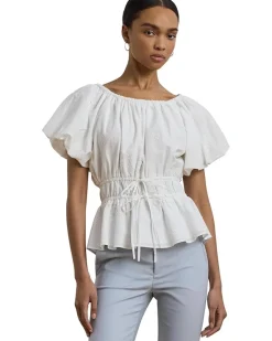 Eyelet Cotton Voile Peplum Blouse