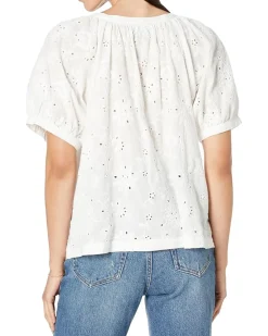 Eyelet Peasant Top