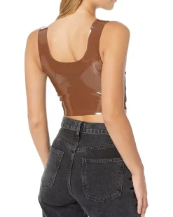 Faux Patent Leather Crop Top FLT110