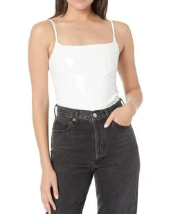 Faux Patent Leather Spaghetti Strap Bodysuit BDS310