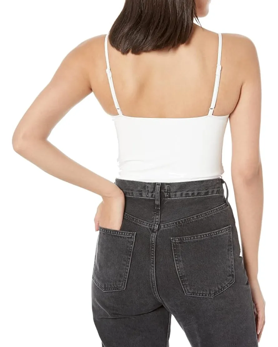 Faux Patent Leather Spaghetti Strap Bodysuit BDS310