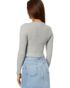 Fine Ribbed Supercrop Crewneck Long-Sleeve Tee