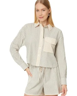 Flap-Pocket Crop Button-Up Shirt in Poplin