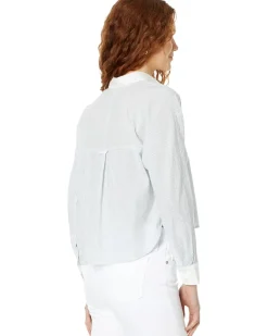 Flap-Pocket Crop Button-Up Shirt in Poplin