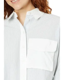 Flap-Pocket Crop Button-Up Shirt in Poplin
