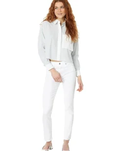 Flap-Pocket Crop Button-Up Shirt in Poplin