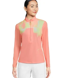 Flare Print Long Sleeve Sunsense 1/4 Zip Top