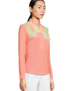 Flare Print Long Sleeve Sunsense 1/4 Zip Top