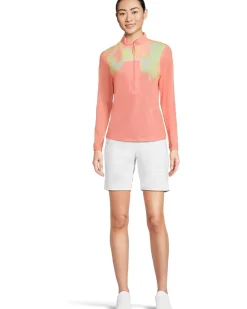 Flare Print Long Sleeve Sunsense 1/4 Zip Top