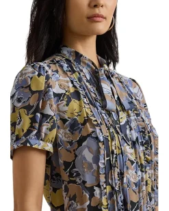 Floral Georgette Puff Sleeve Shirt