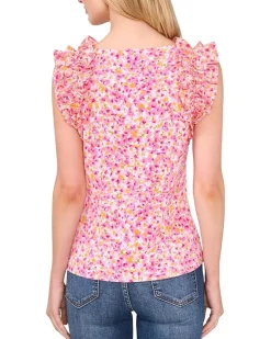 Floral Ruffle Rib Tank