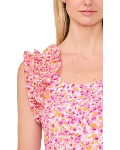 Floral Ruffle Rib Tank