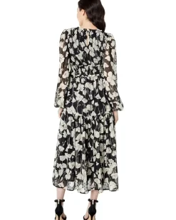 Floral Smocked V-Neck Midi Dress