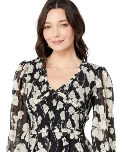 Floral Smocked V-Neck Midi Dress