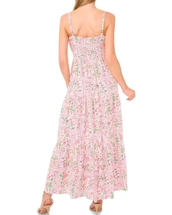 Floral Spaghetti Strap Tiered Midi Dress