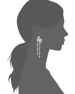 Floral Stone Cluster Linear Drop Earrings