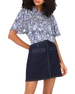 Flutter Sleeve Collar Button-Down