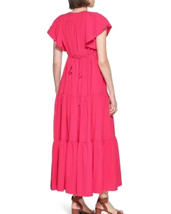 Flutter Sleeve Gauze Midi Dress