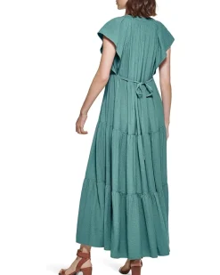 Flutter Sleeve Gauze Midi Dress