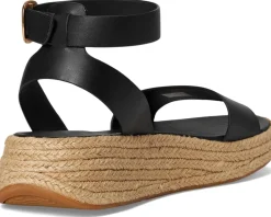 F-Mode Espadrille Leather Flatform A/Strap Sandals