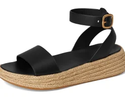 F-Mode Espadrille Leather Flatform A/Strap Sandals
