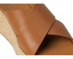 F-Mode Espadrille Leather Flatform Cross Slides