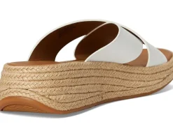 F-Mode Espadrille Leather Flatform Cross Slides