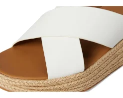 F-Mode Espadrille Leather Flatform Cross Slides
