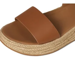 F-Mode Espadrille Leather Flatform A/Strap Sandals