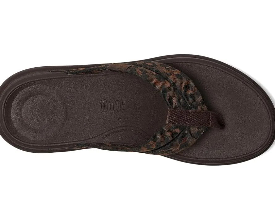 F-mode Go Leopard Webbing Strappy Flip-flops