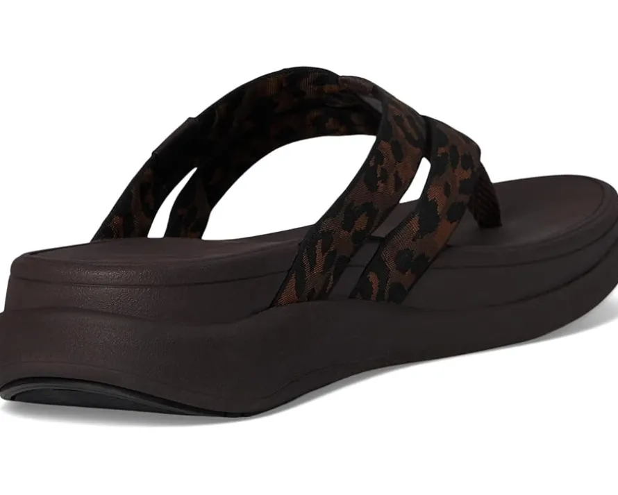F-mode Go Leopard Webbing Strappy Flip-flops