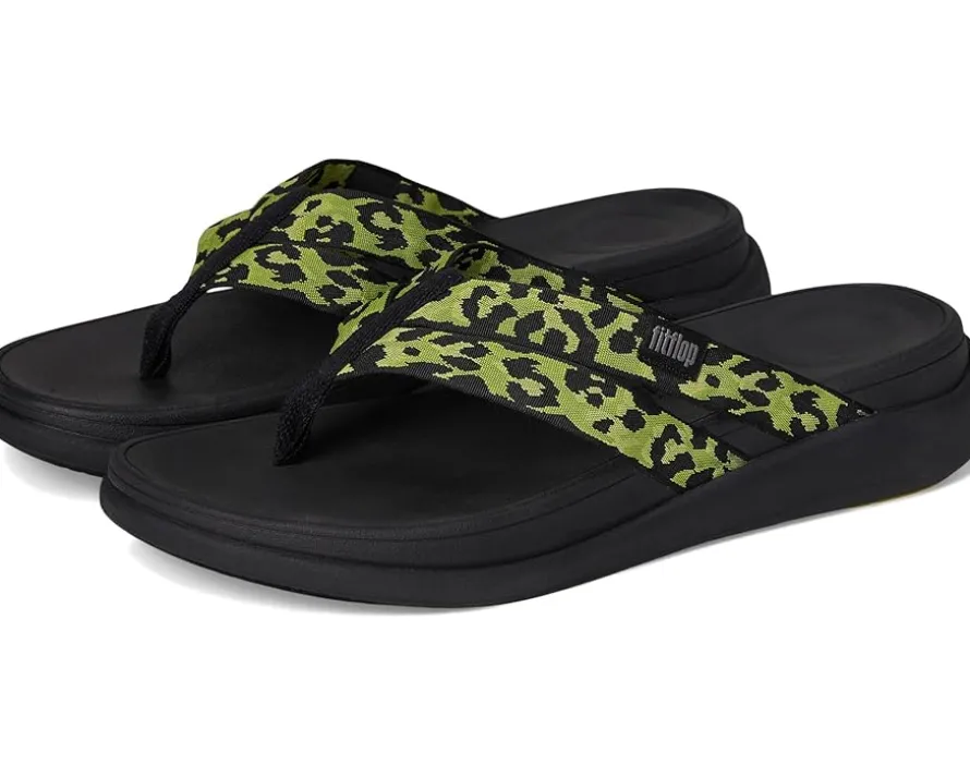 F-mode Go Leopard Webbing Strappy Flip-flops