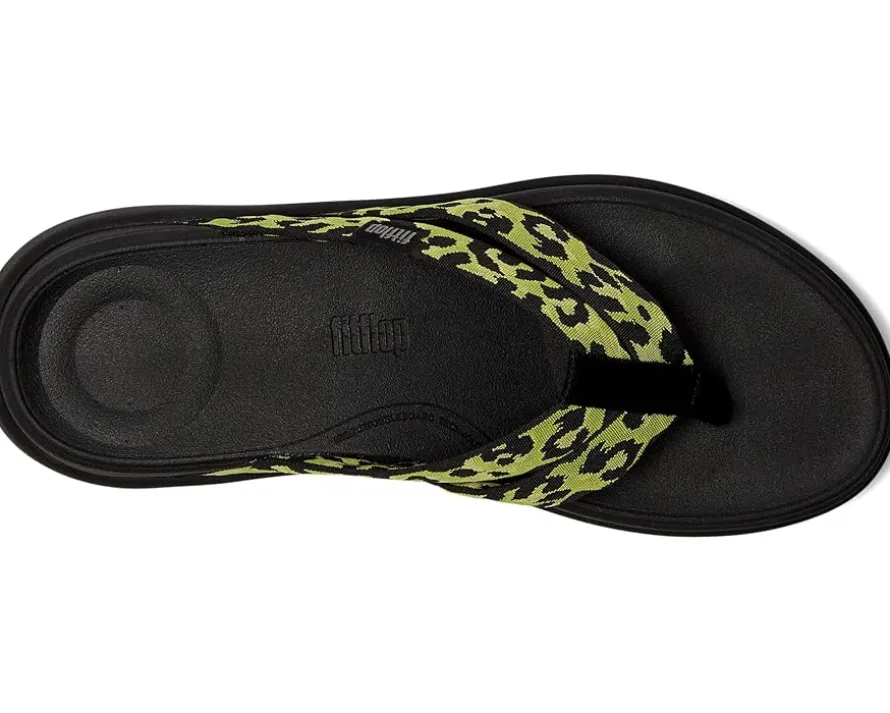 F-mode Go Leopard Webbing Strappy Flip-flops