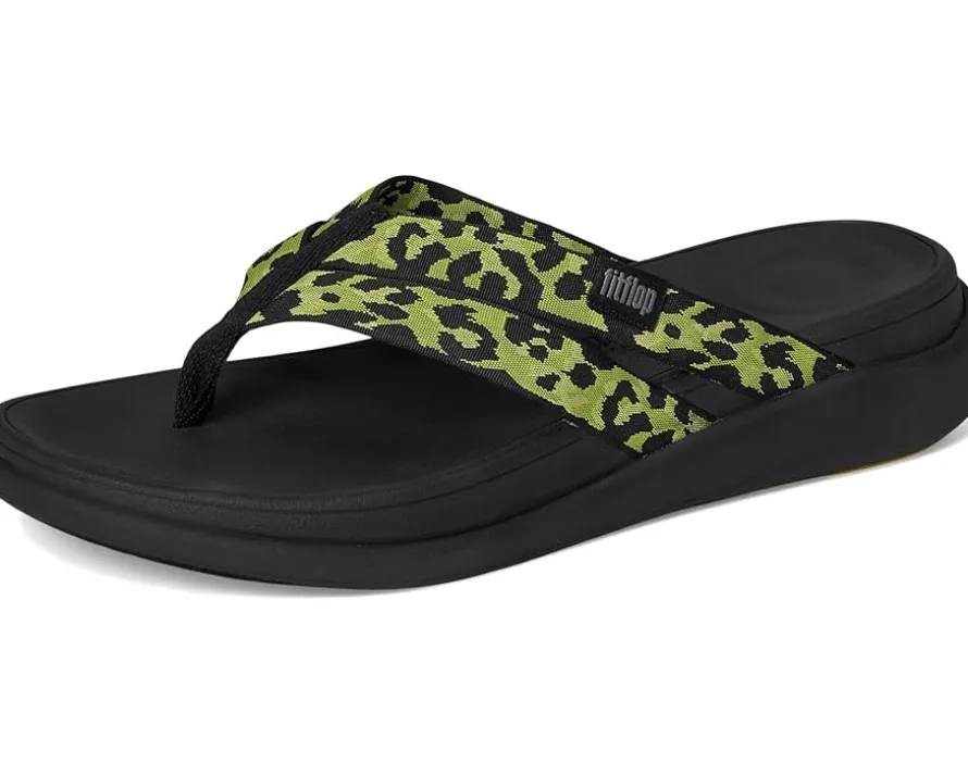 F-mode Go Leopard Webbing Strappy Flip-flops