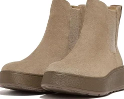 F-Mode Suede Flatform Chelsea Boots 2-Tone Elastic