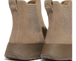 F-Mode Suede Flatform Chelsea Boots 2-Tone Elastic