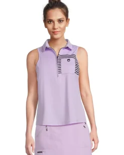 Full Button Front Sleeveless Polo