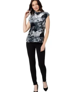 Galaxy Printed Velvet Sleeveless Turtleneck