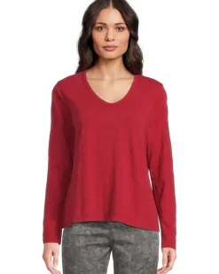 Garment Dye Tees - Long Sleeve V-Neck Knit Top