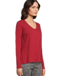 Garment Dye Tees - Long Sleeve V-Neck Knit Top