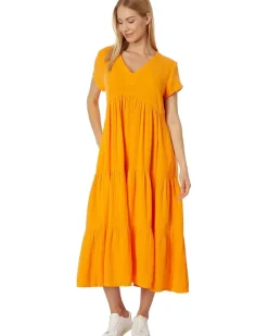 Gauze - Short Sleeve V-Neck Dress