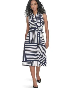 Geo Print Faux Wrap Dress