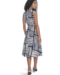 Geo Print Faux Wrap Dress
