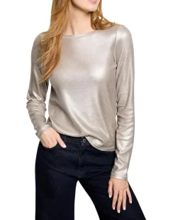 Glazed Rib Boat Neck Tee