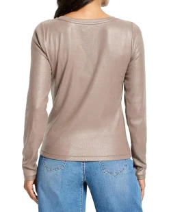 Glazed Rib Boat Neck Tee