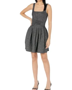 Glitzia Metallic Skater Dress